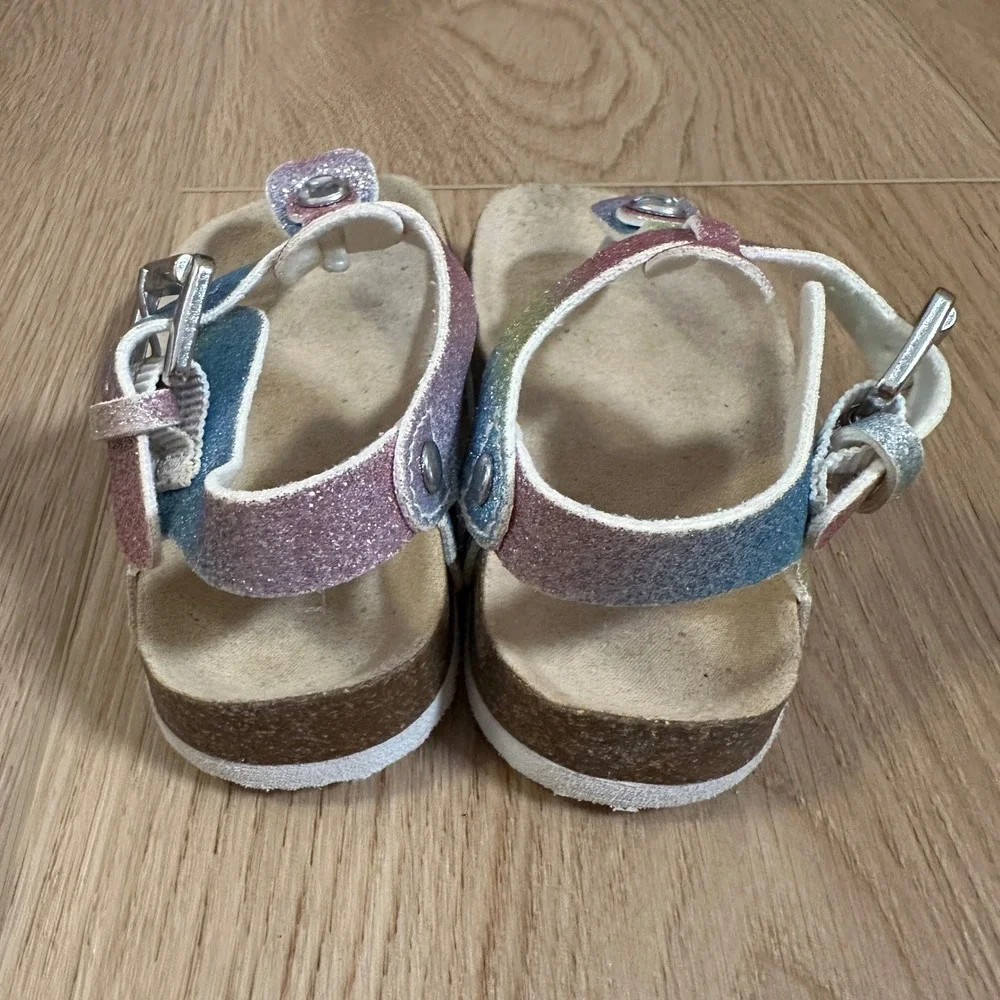 The Childrens Place Girls Rainbow Glitter Cork Sandals Size 4 Toddler 3018088